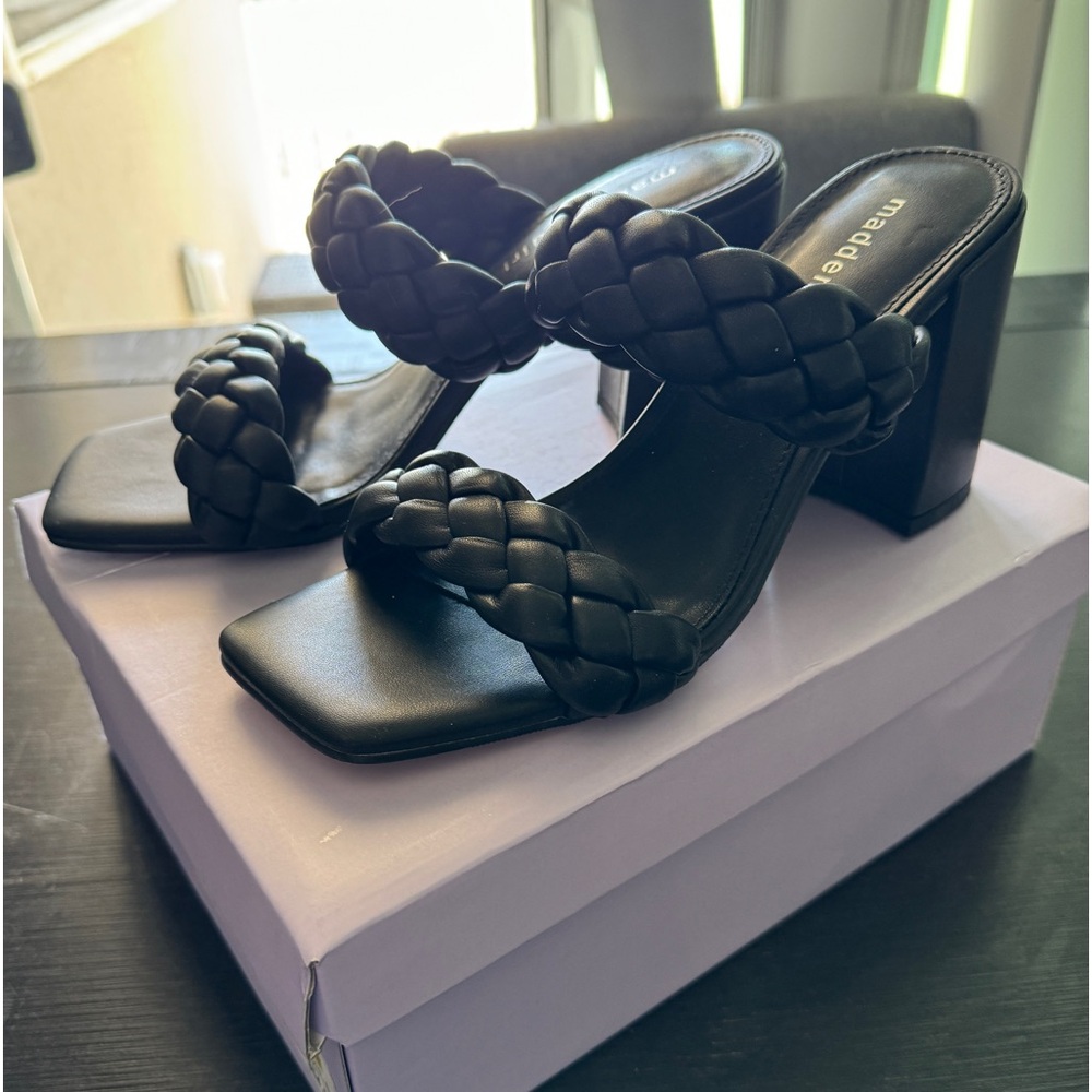 Spring -Braided style-chunky heel sandals! NWT- never been worn! SZ 7.5 -Black